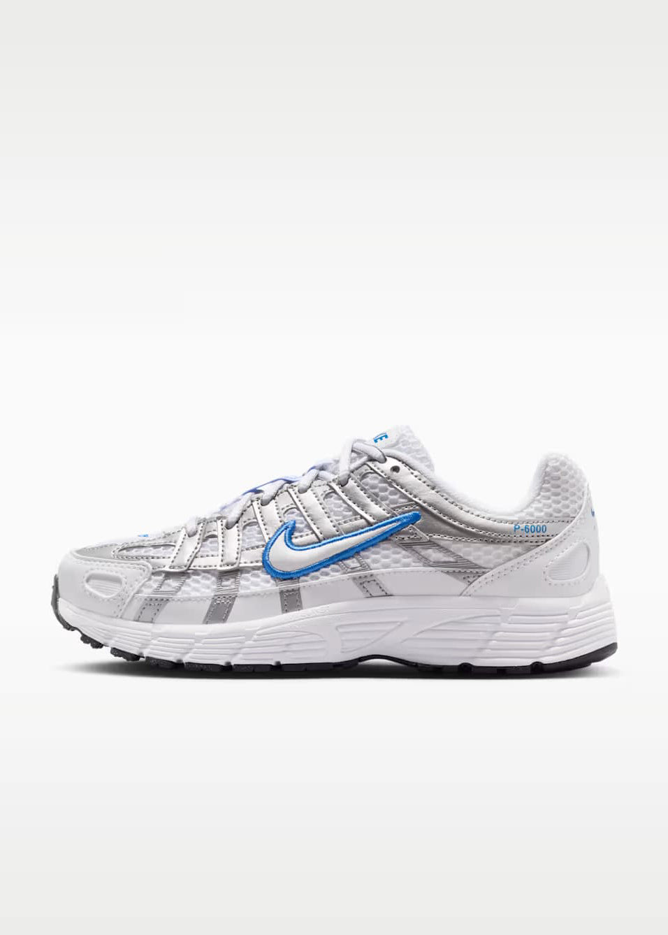 P-6000 BR Sneaker - White + Blue Crystal + Metallic Silver