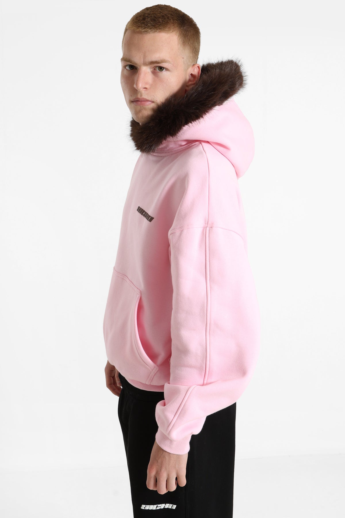 Kapuzensweatshirt - Pink + Braun
