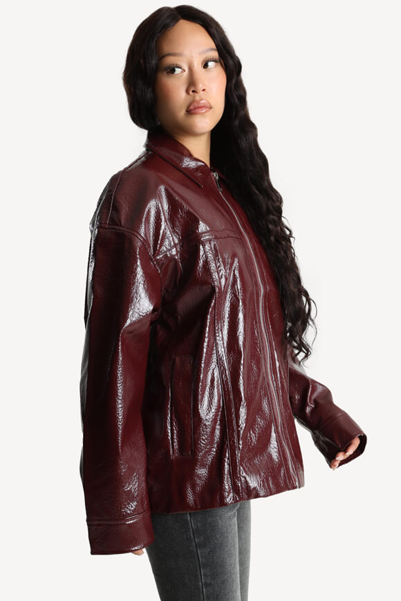 Oversized faux leather jacket - Burgundy
