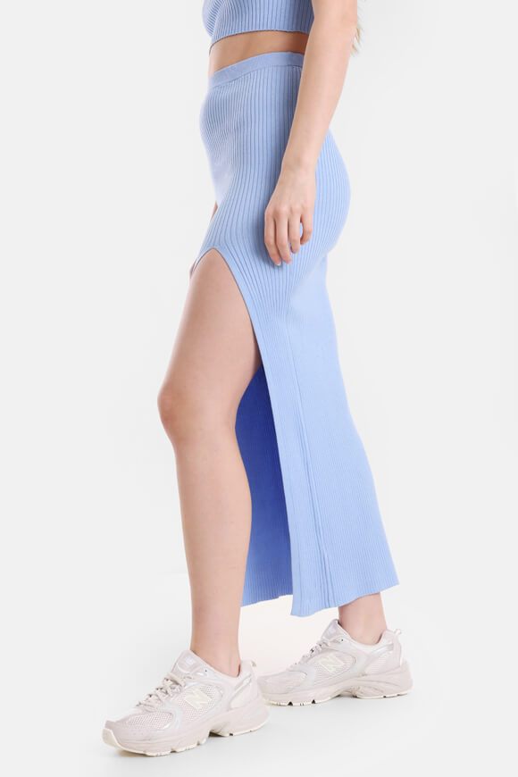 Gerippter Maxi Strickrock - Hellblau