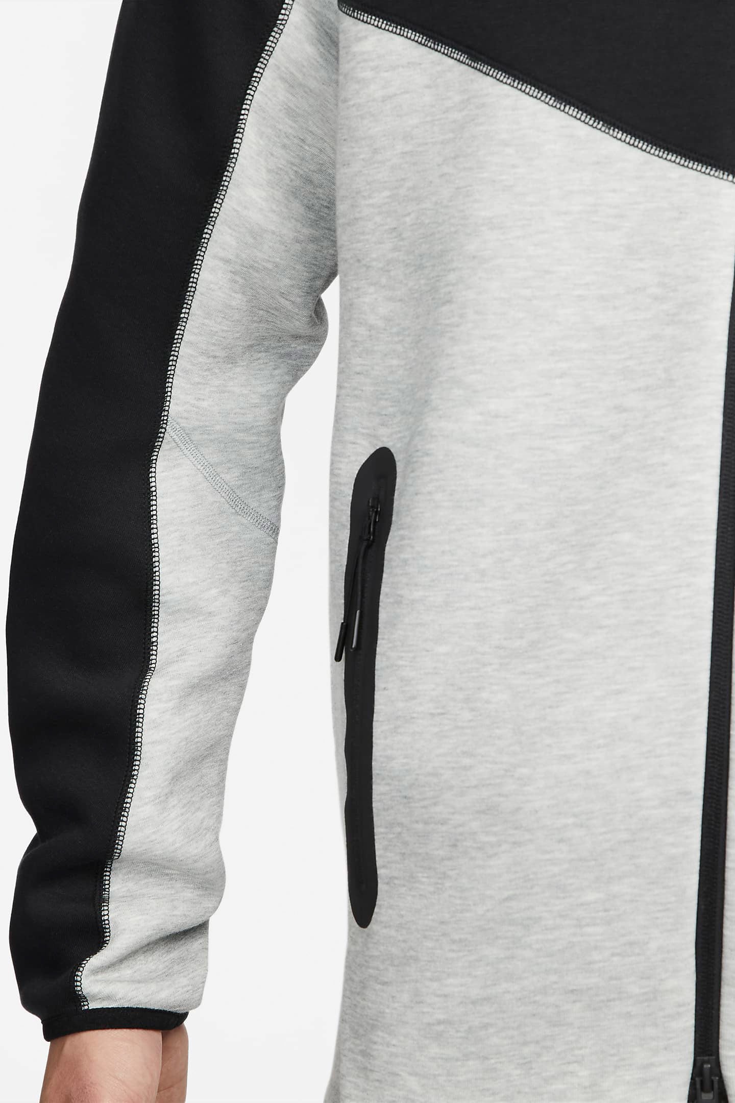 Sportswear Tech Fleece Kapuzensweatjacke - Light Grey Heather + Black