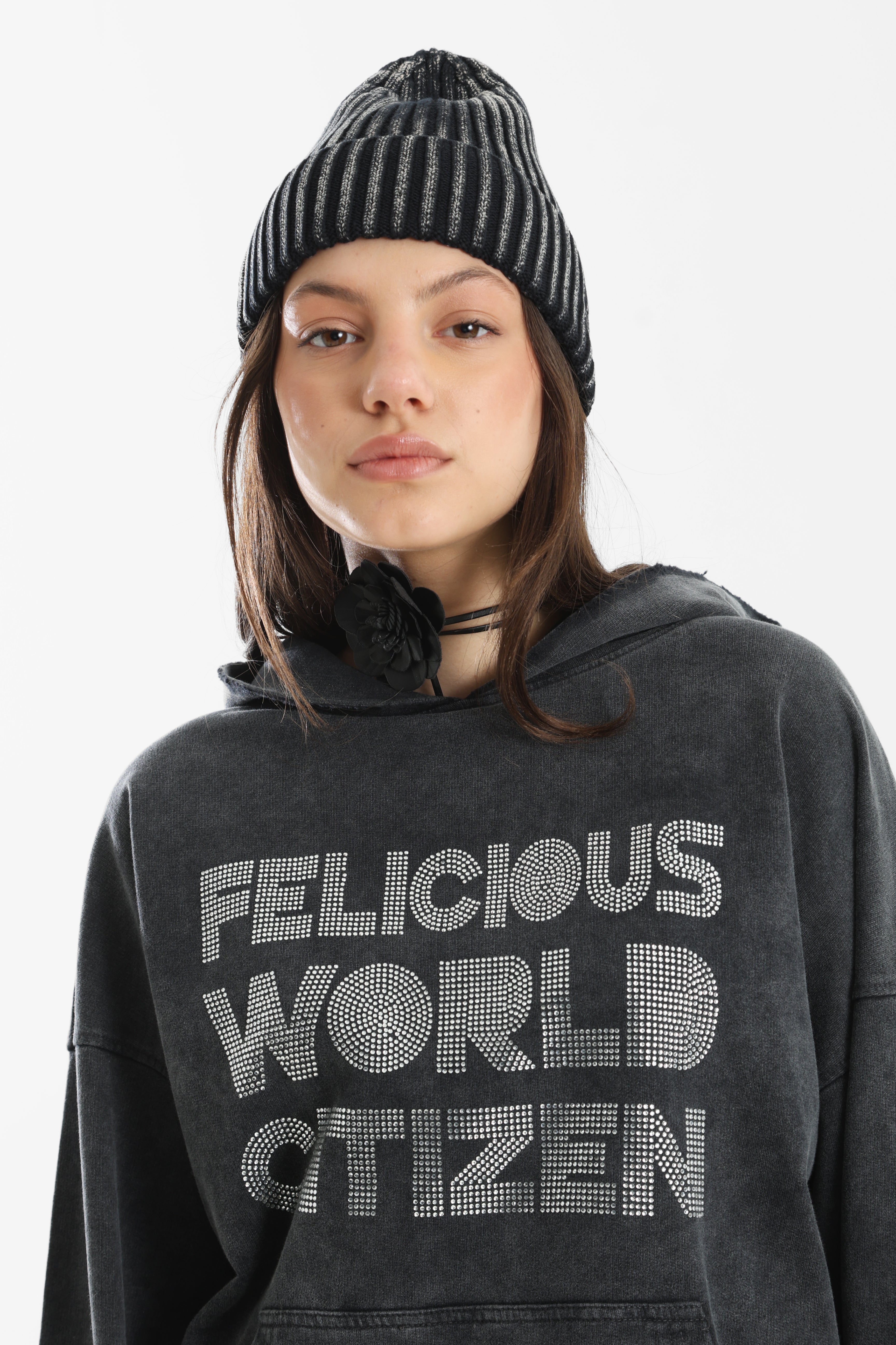 Kapuzensweatshirt - Black Washed