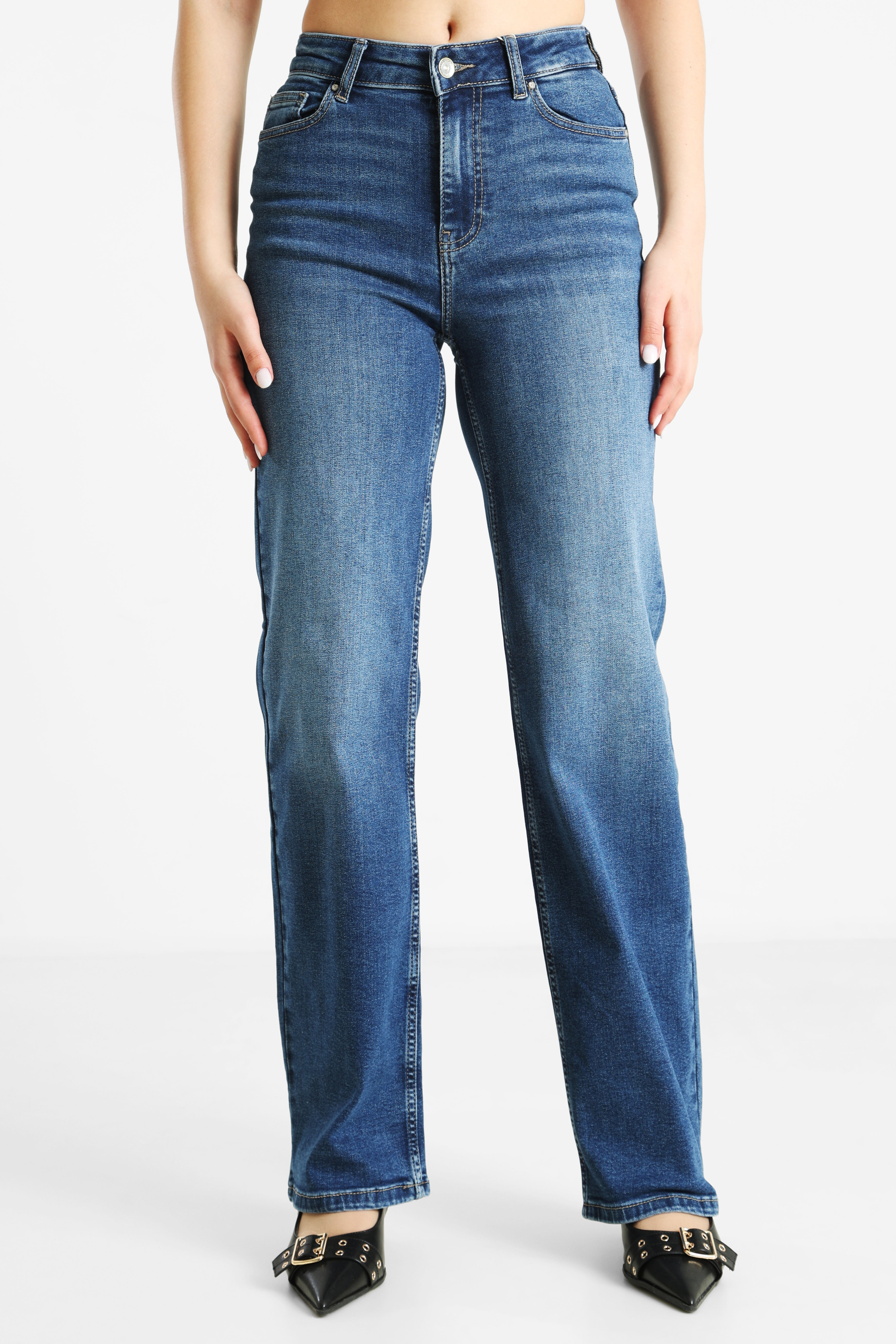 ONLLUNA jean wide leg L32 - Dark Blue Denim