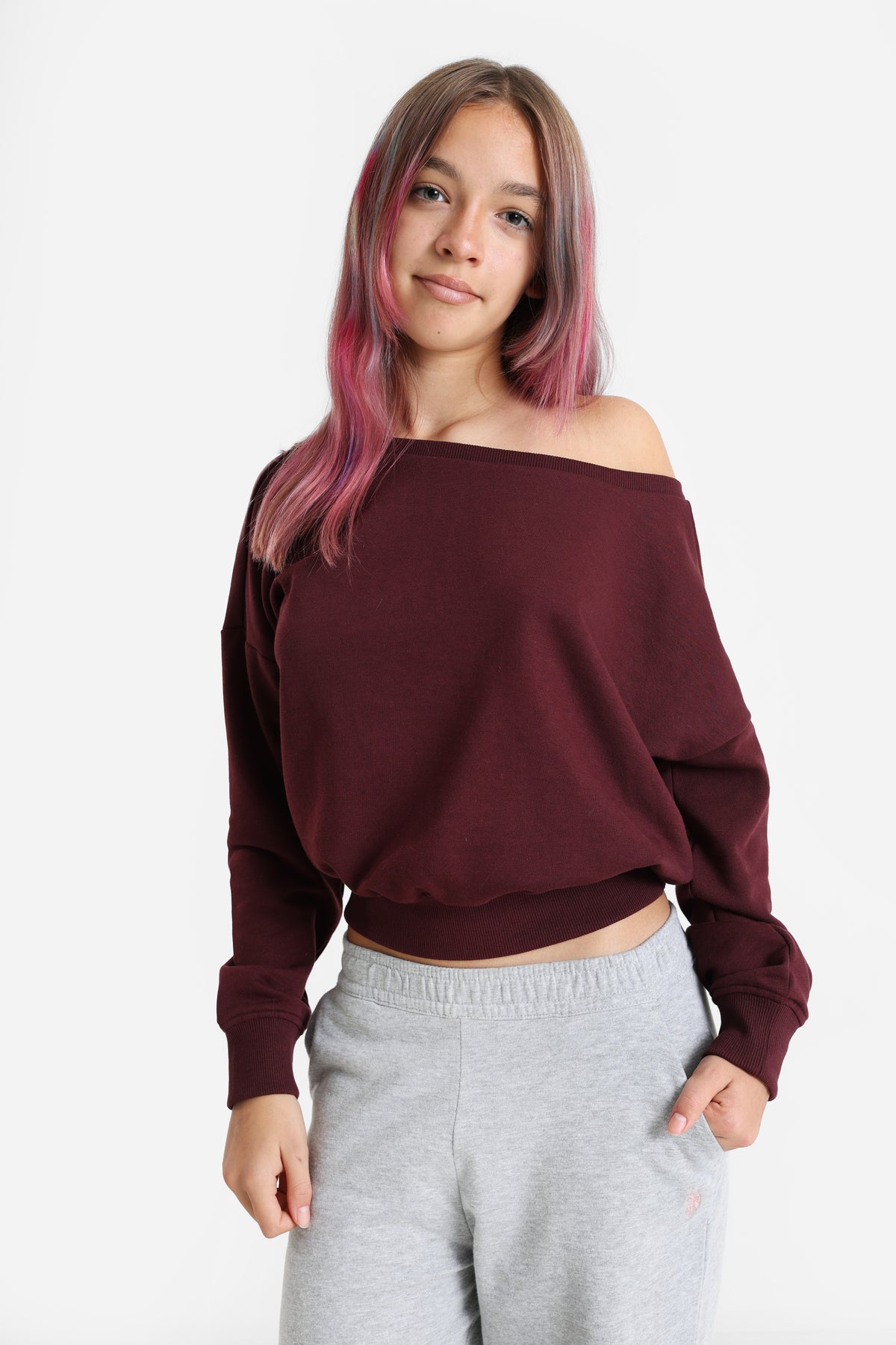 Sweatshirt off shoulder - Burgundy