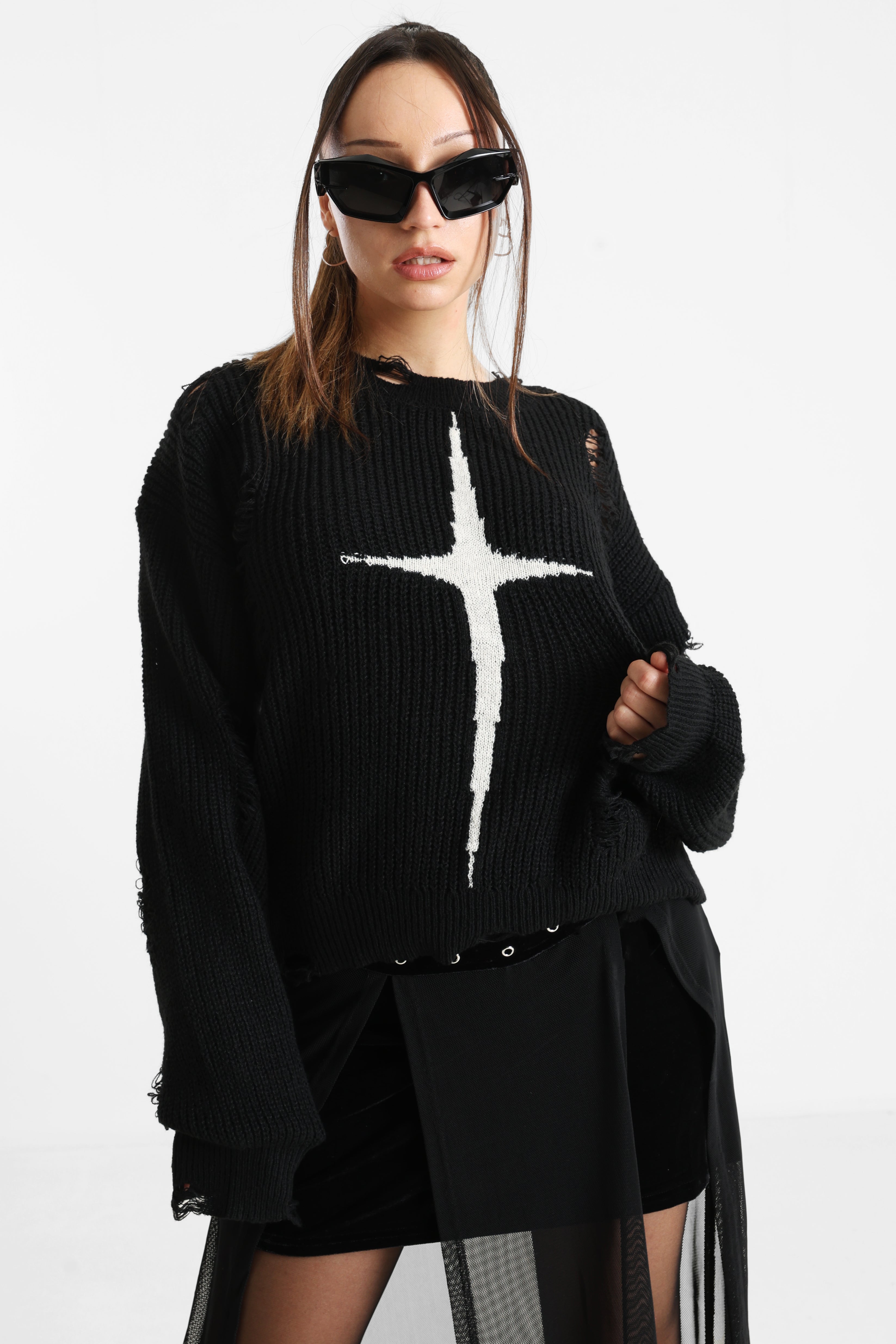 Kara Vex - Maglia in maglia - Nero