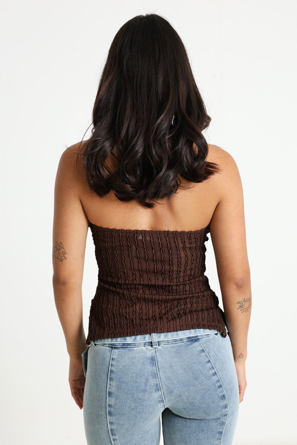 Bandeau structuré Crop Top - Marron foncé