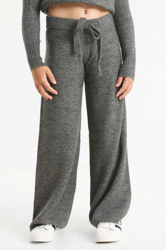 Wide leg knitted trousers - Dark gray mottled
