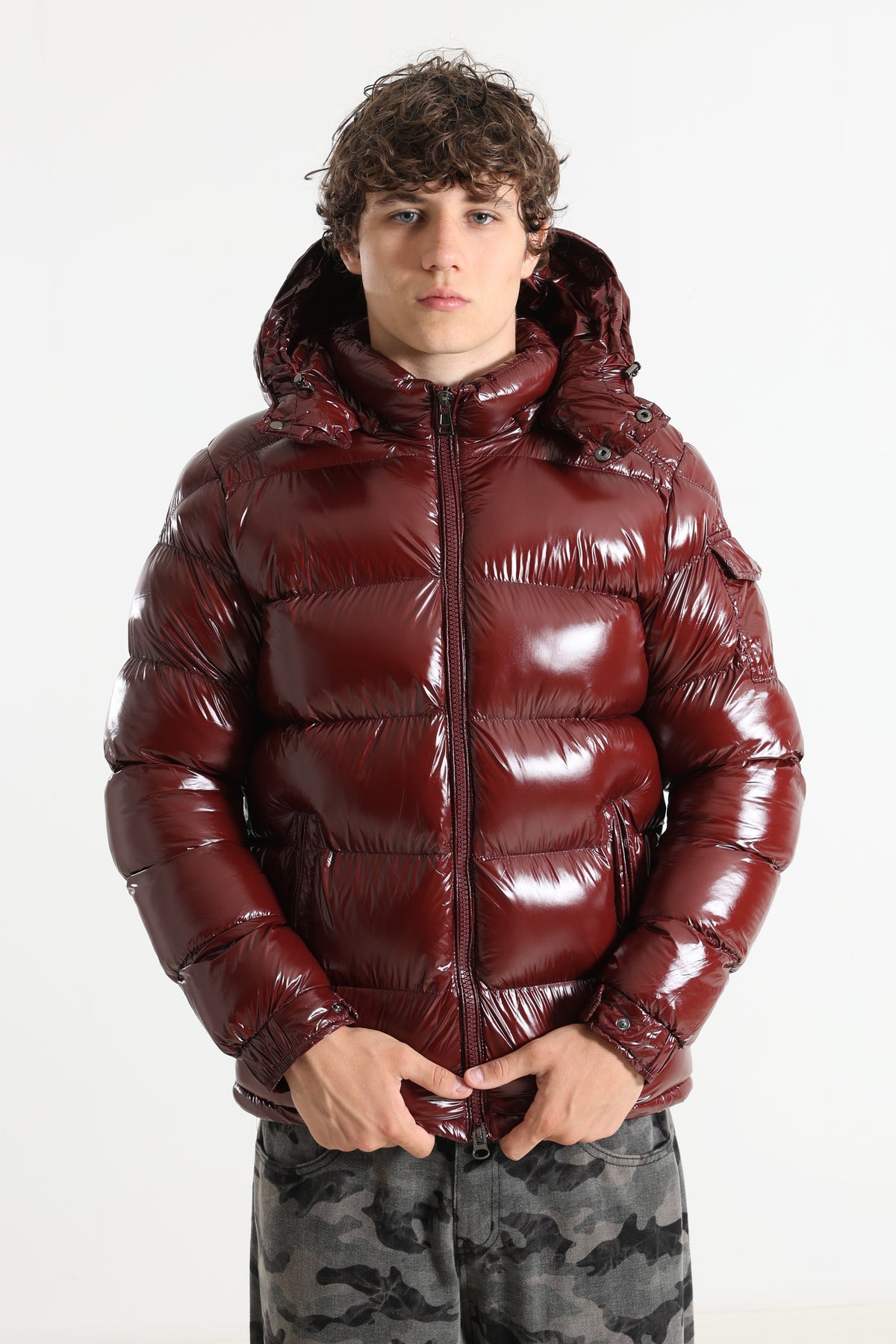 Pufferjacke in Glanz-Optik - Burgundy