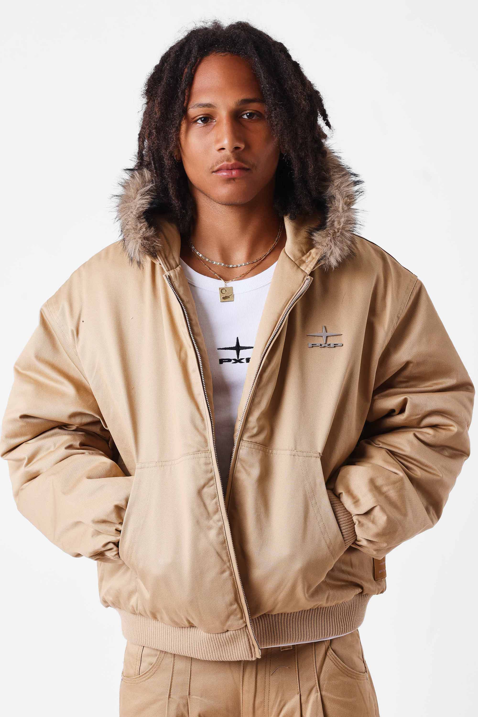 Wattierte Jacke - Beige