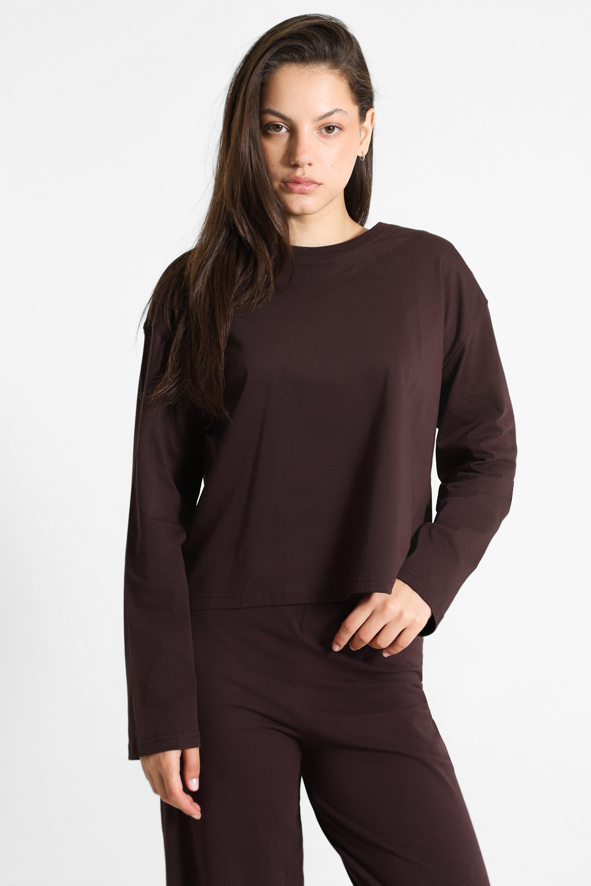 Loose long-sleeve shirt - Brun