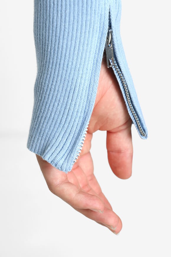 Gerippter Strickpullover - Hellblau