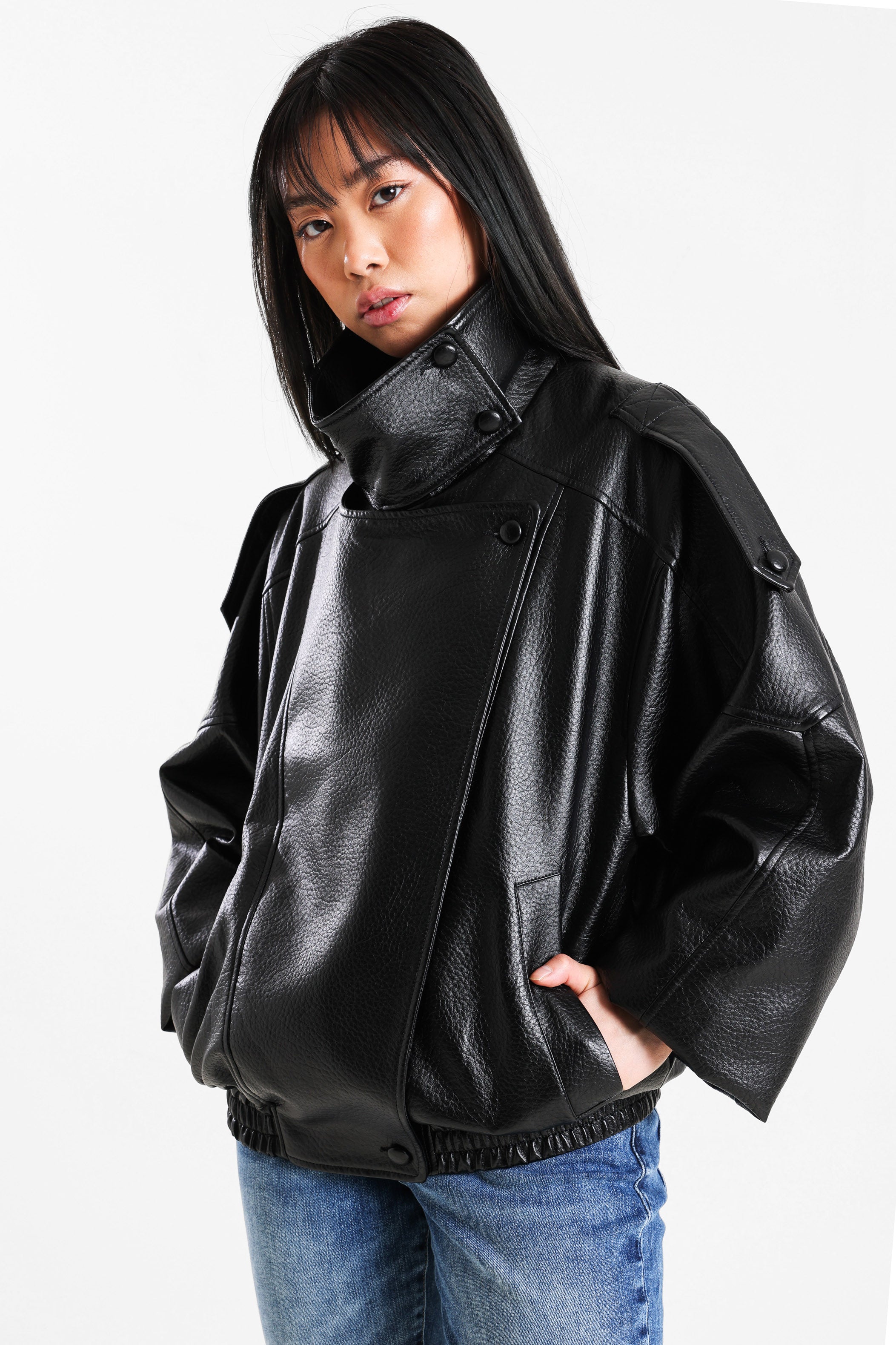 Faux leather jacket - Black