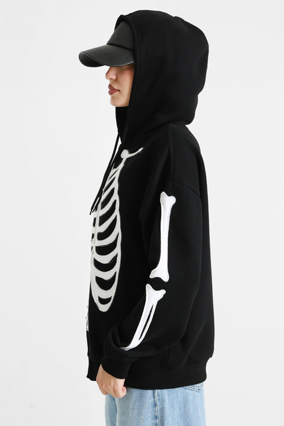 Oversize Kapuzensweatjacke - Schwarz + Weiss