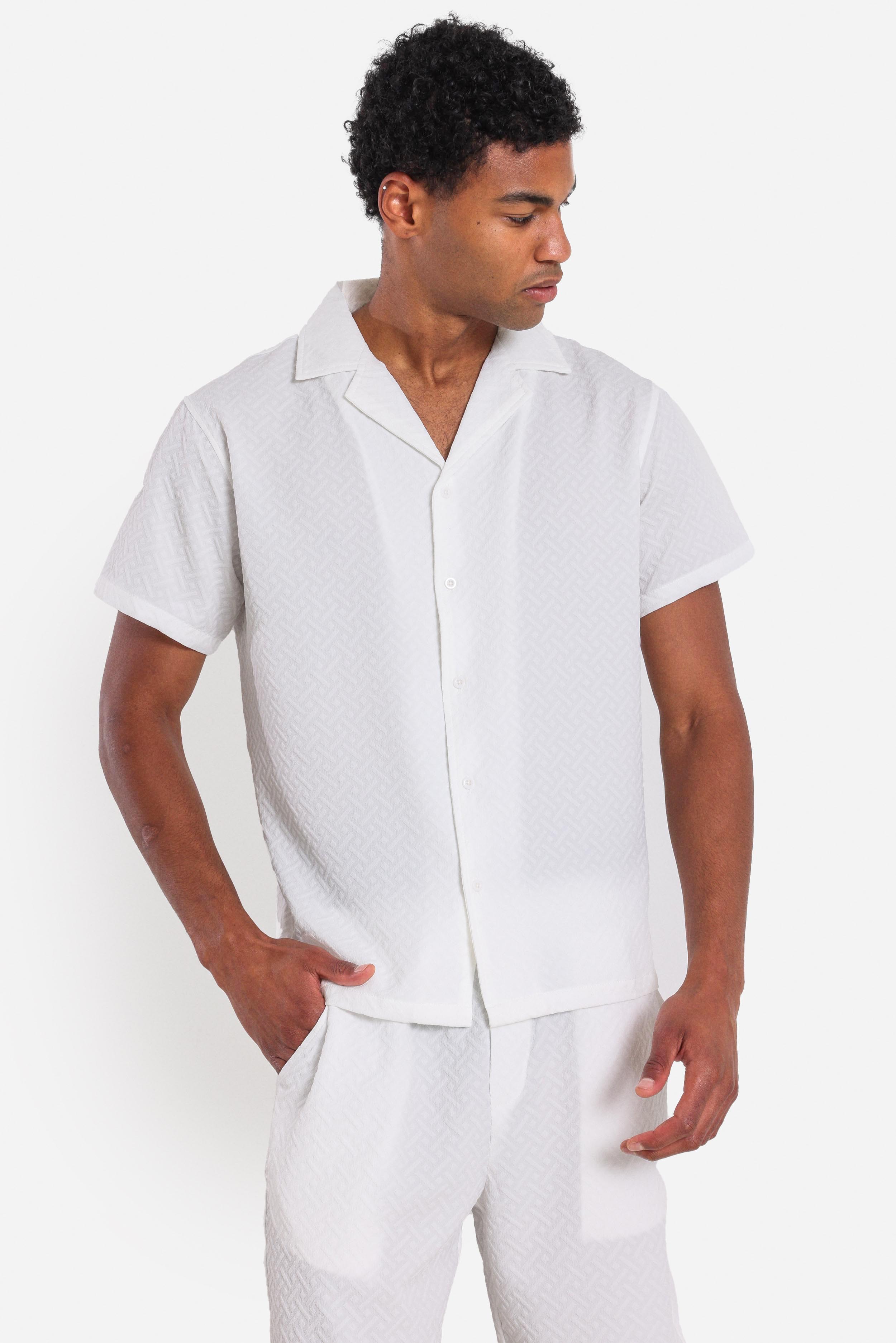 Camicia in tessuto strutturato - Offwhite