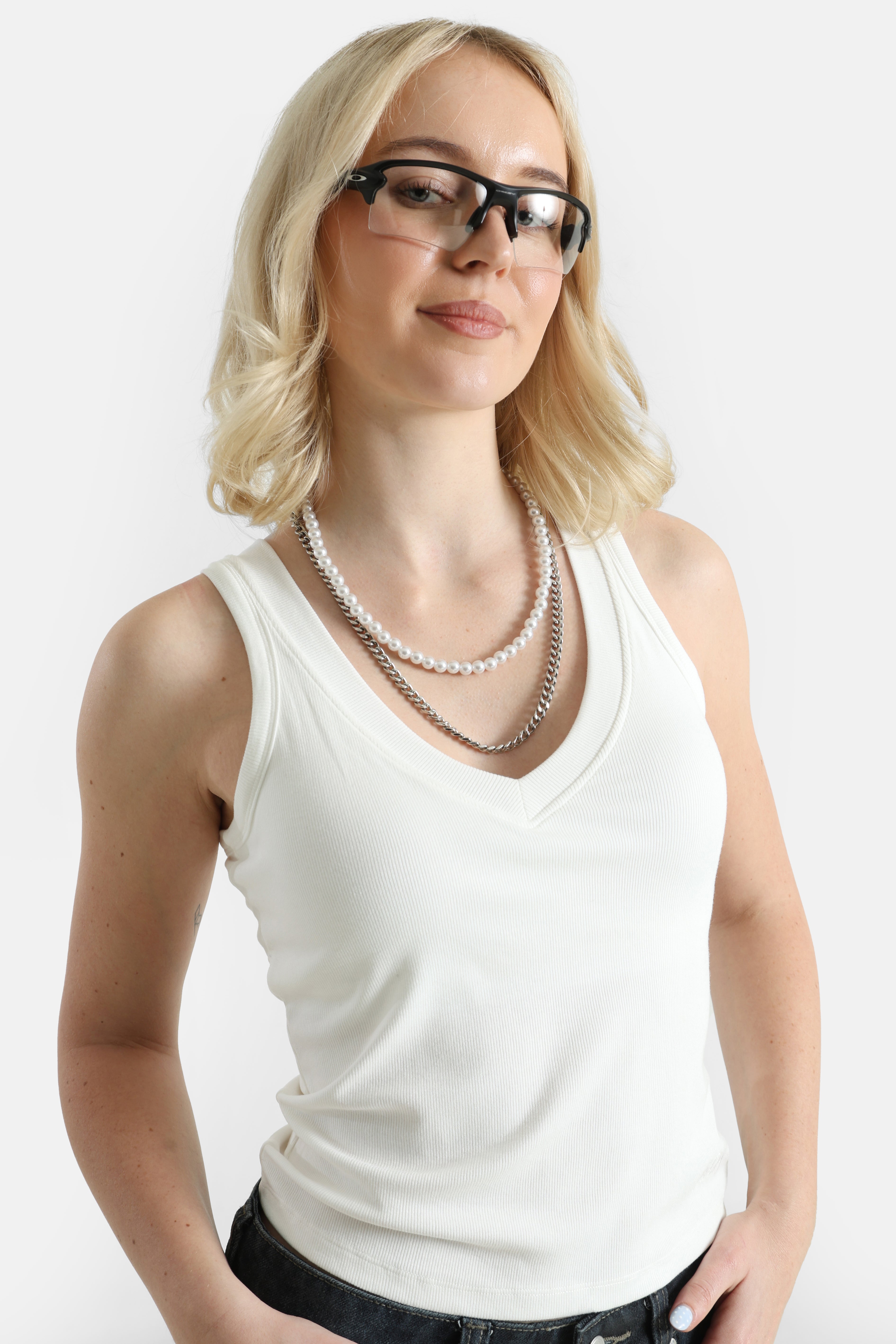 Geripptes Tanktop - Offwhite
