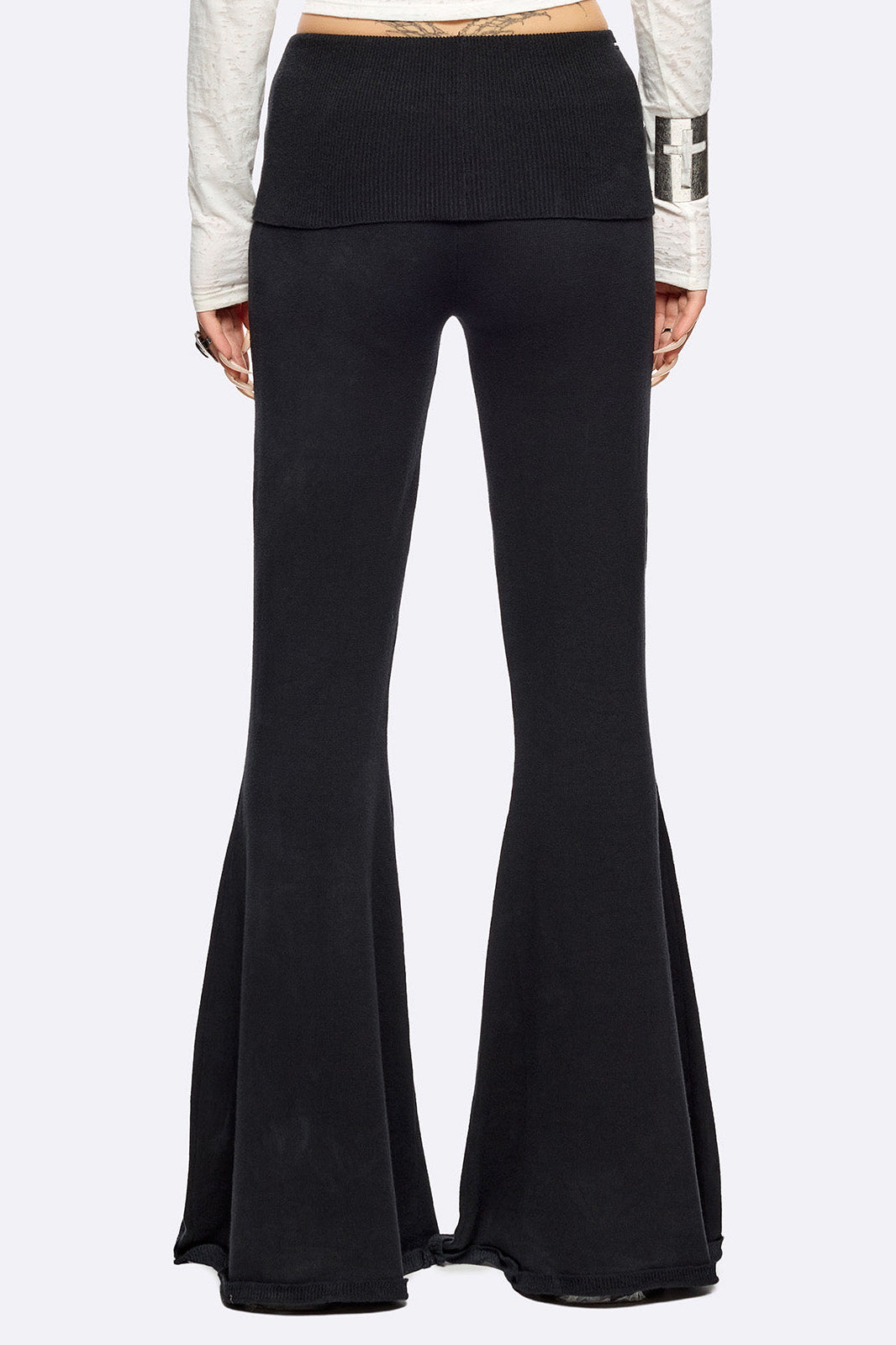 Broken pantalon flare en tricot - Black