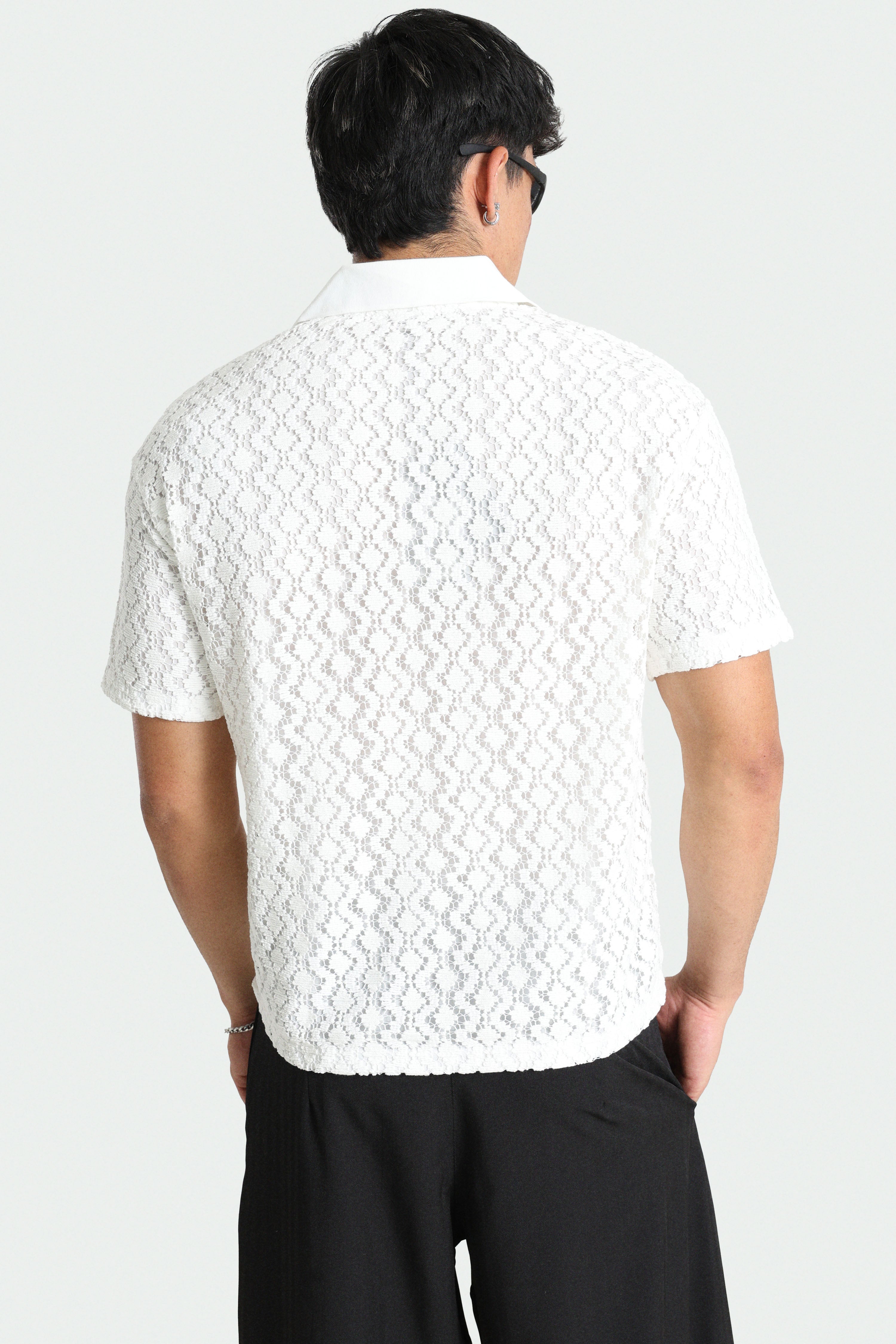 Strukturiertes Poloshirt - White