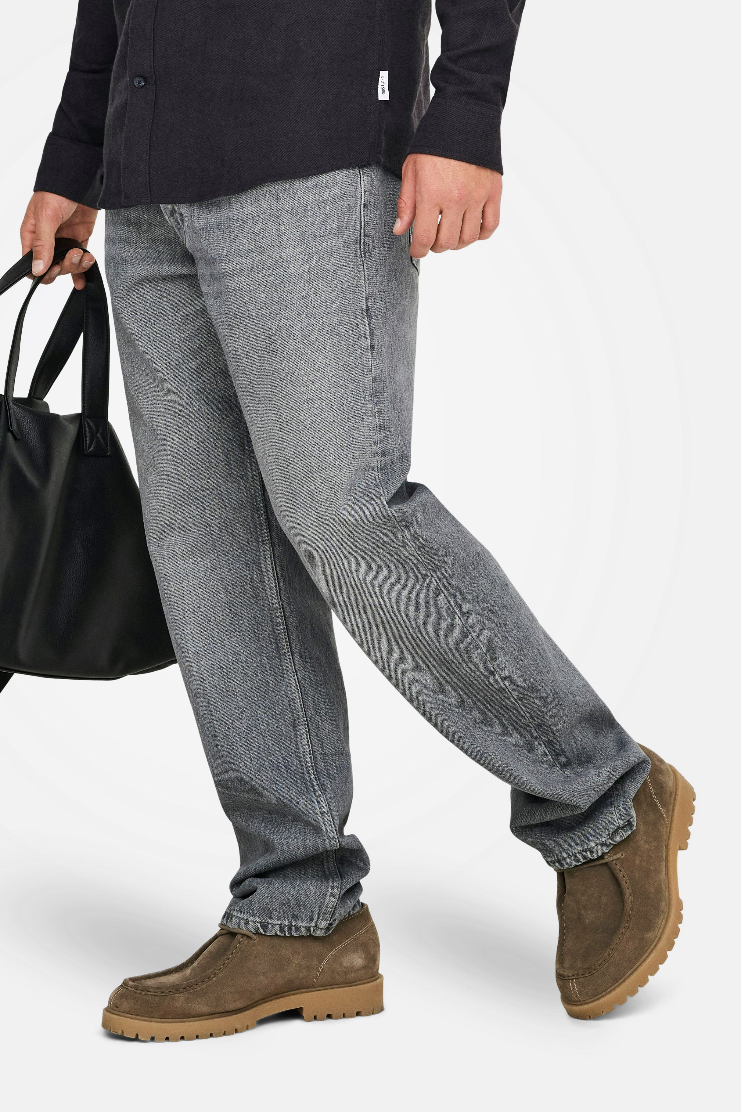 Edge jean straight loose fit L32 - Medium Grey Denim