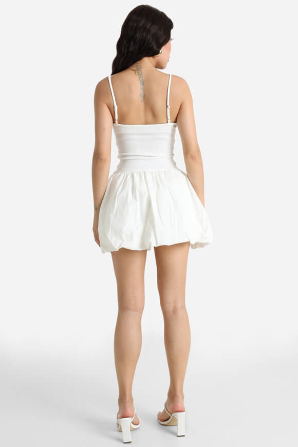 Mini dress with inner shorts - Ecru