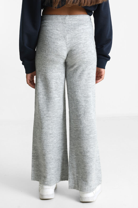 Wide leg knitted trousers - light gray mottled