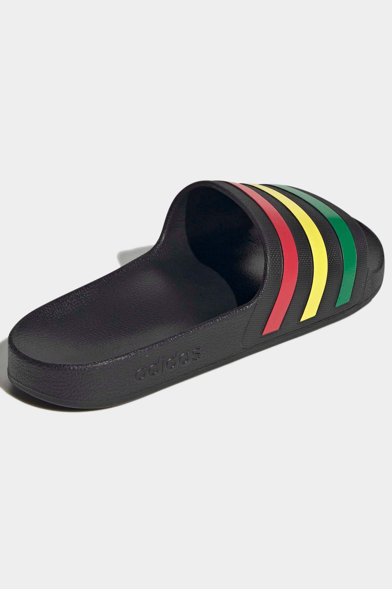 Adilette Aqua Pantoletten - Core Black + Green + Pure Ruby