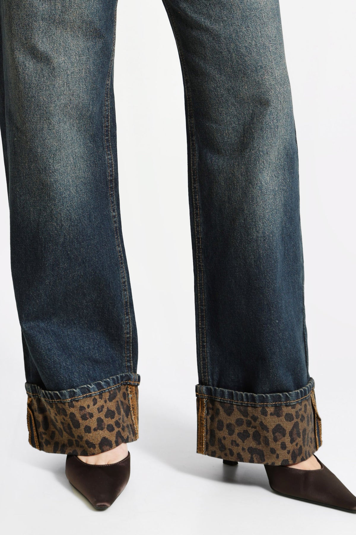 Straight Fit Jeans - Dark Blue Denim + Leo