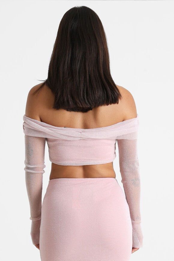 Glitter Off Shoulder Top - Pink