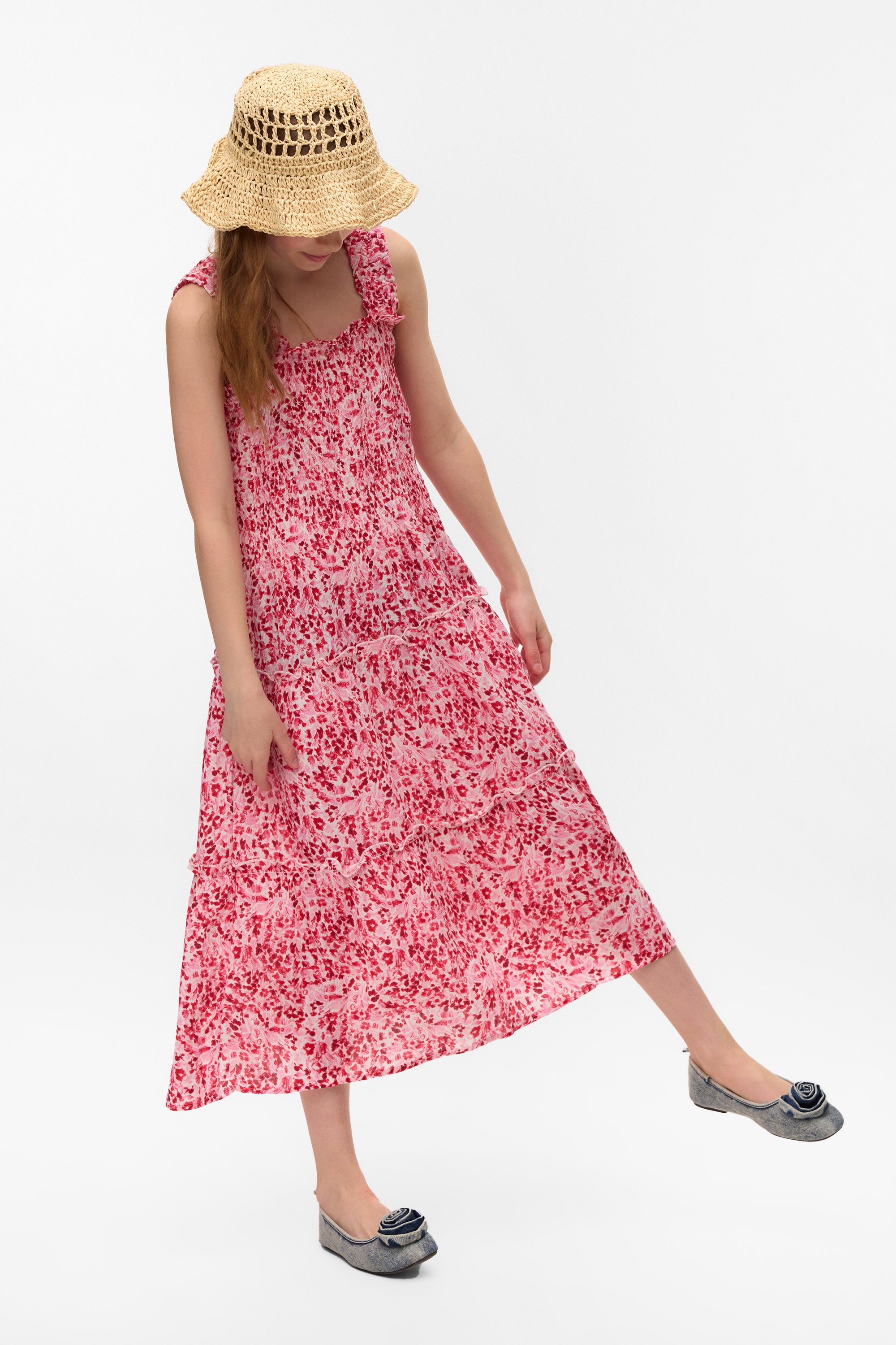 VMMENNY Midikleid - White + Coral