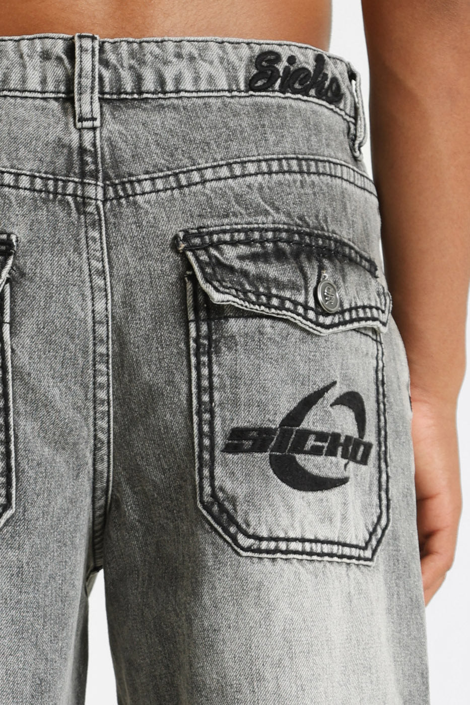 Baggy Fit Jeans - Gewaschen Grau