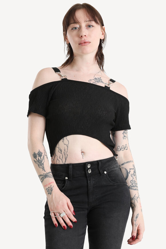 Shirt court off shoulder - Black