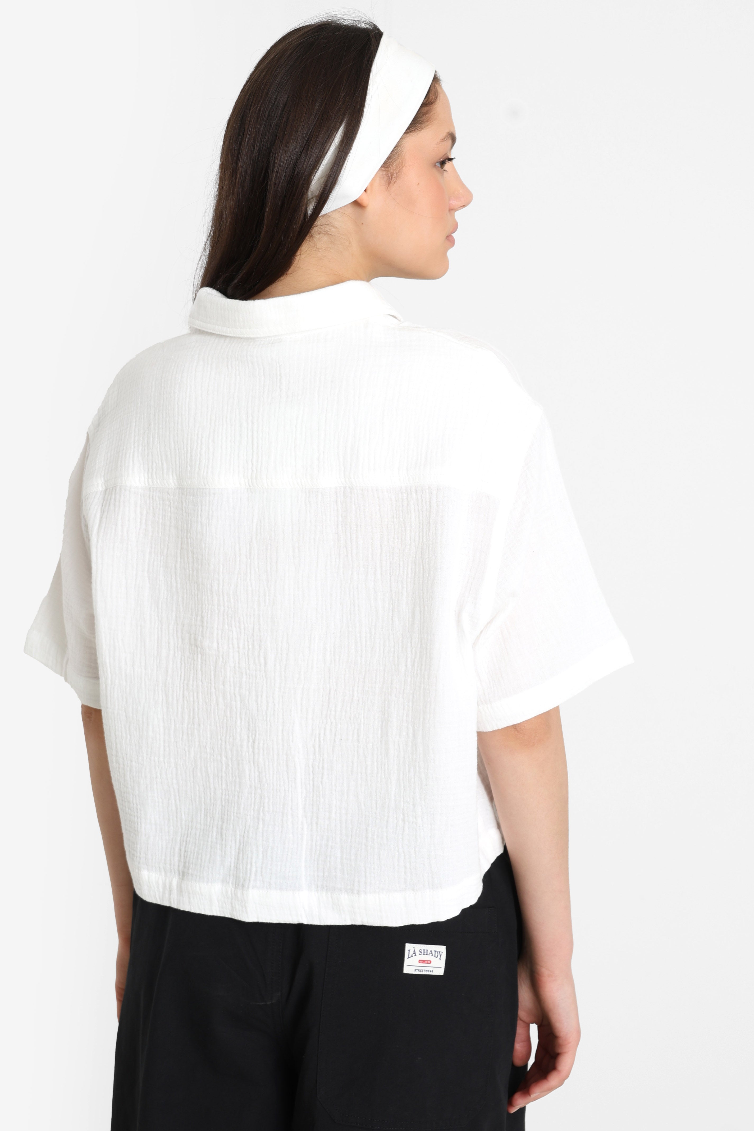 Musselin Crop Hemd - Offwhite