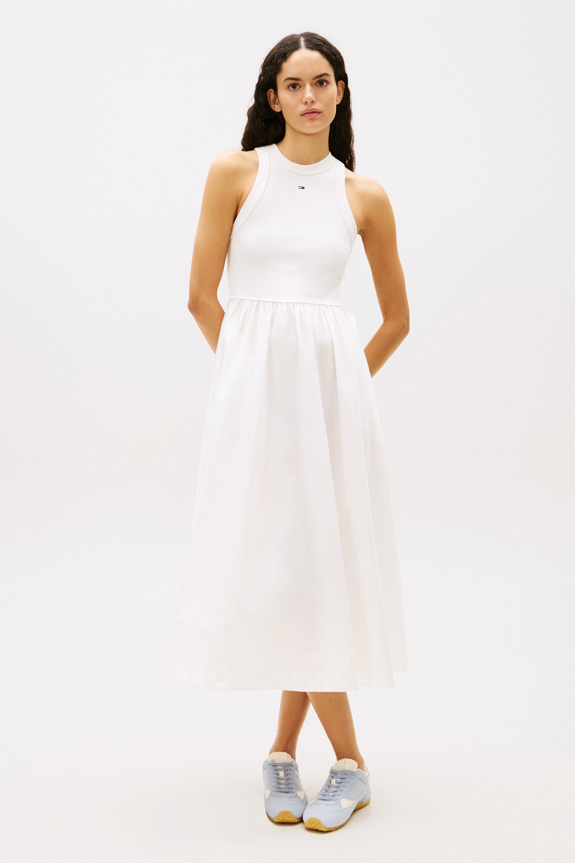 Popeline-Maxikleid - Offwhite