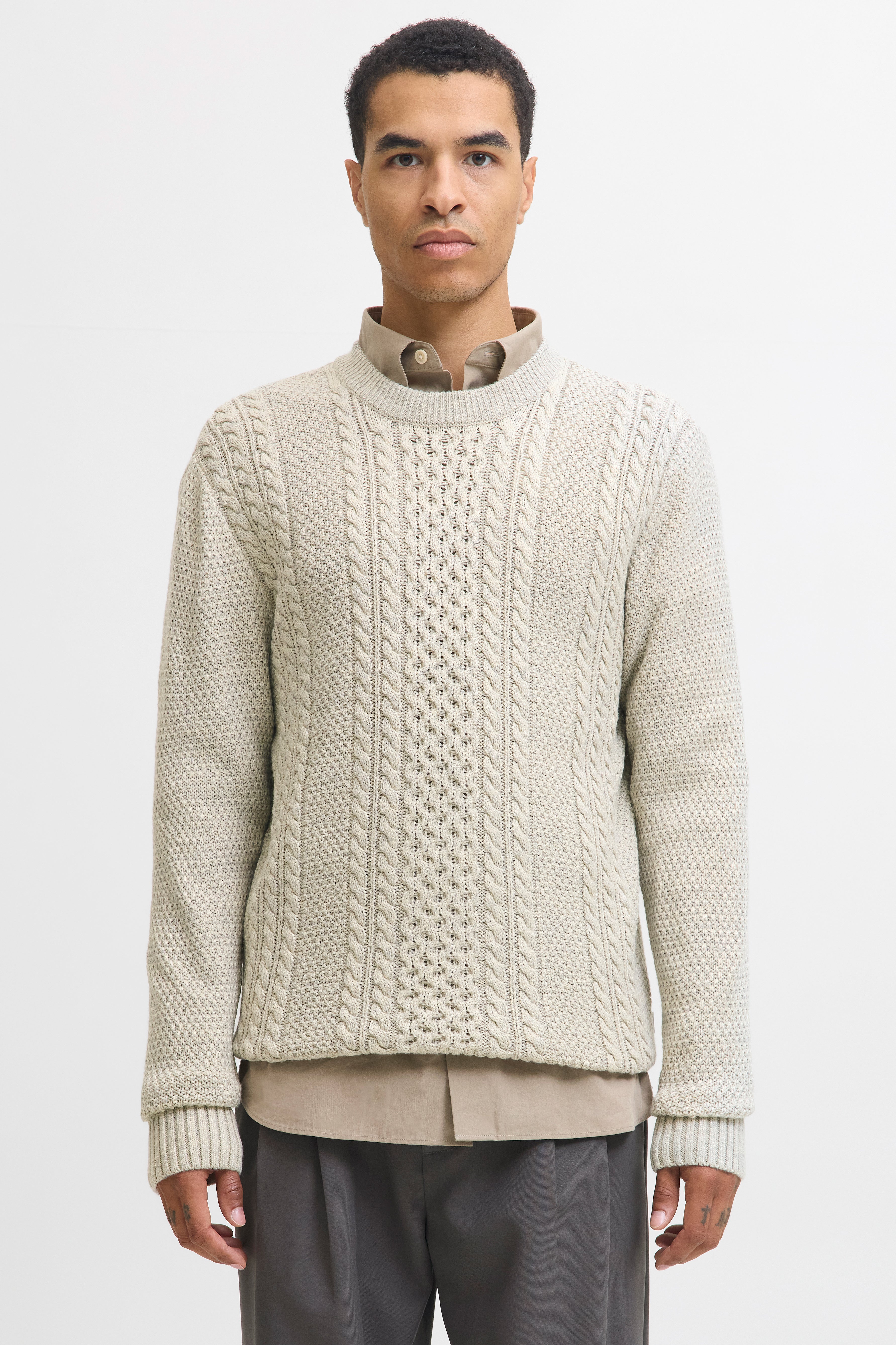 JJPAUL pull en tricot - White Melange