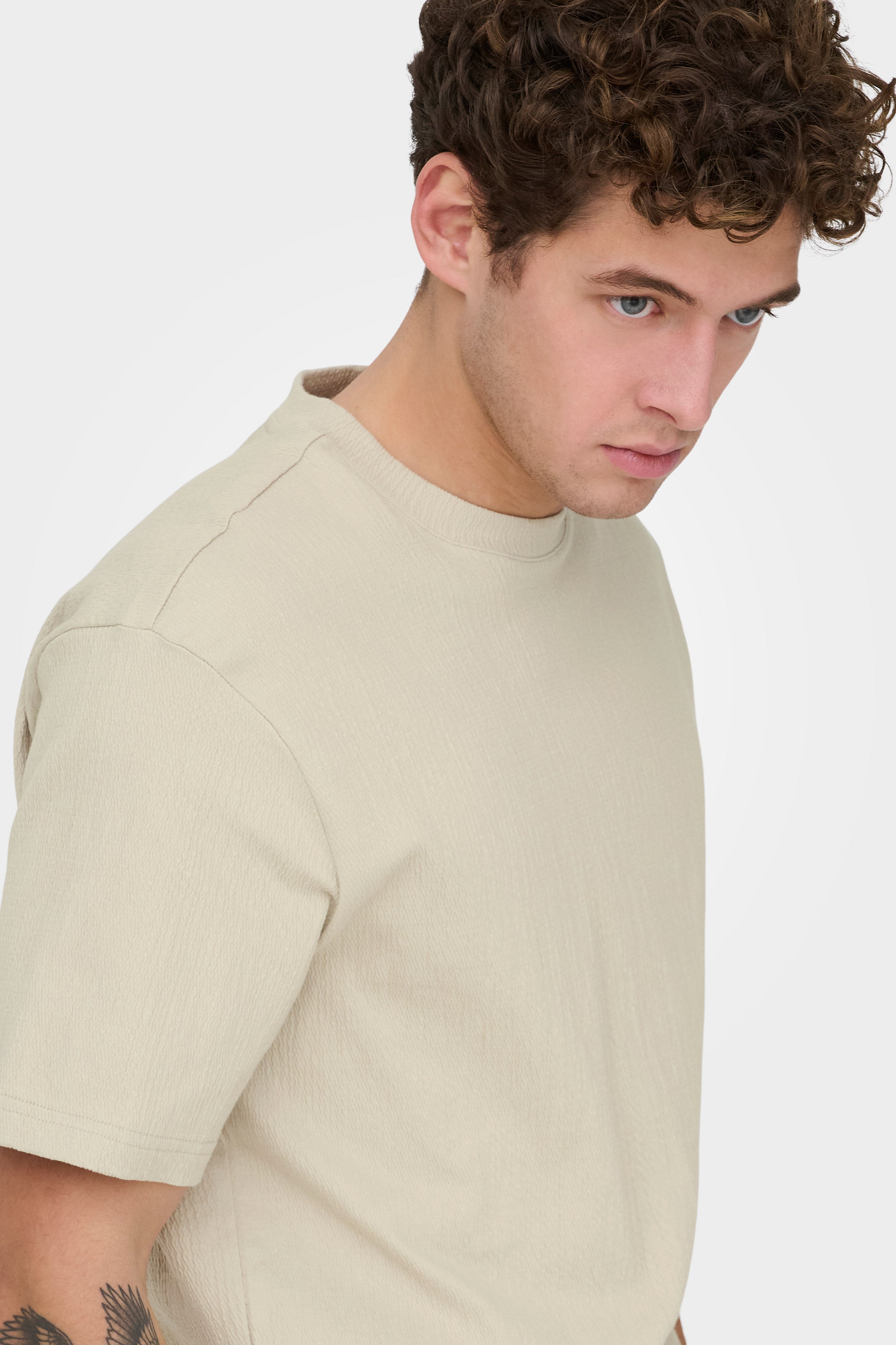 ONSEDDIE Strukturiertes T-Shirt - Silver Lining