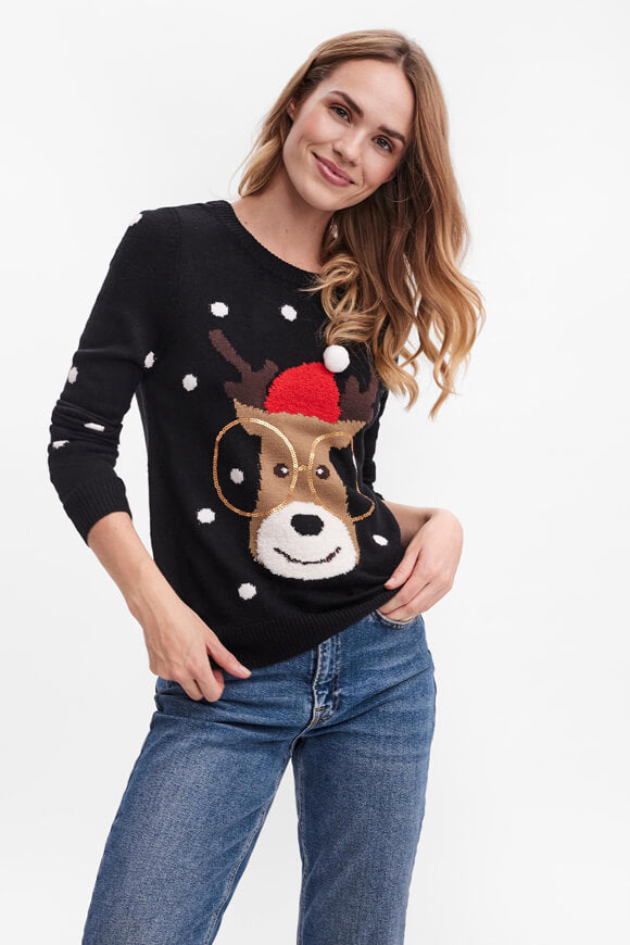 Weihnachtsstrickpullover - Black