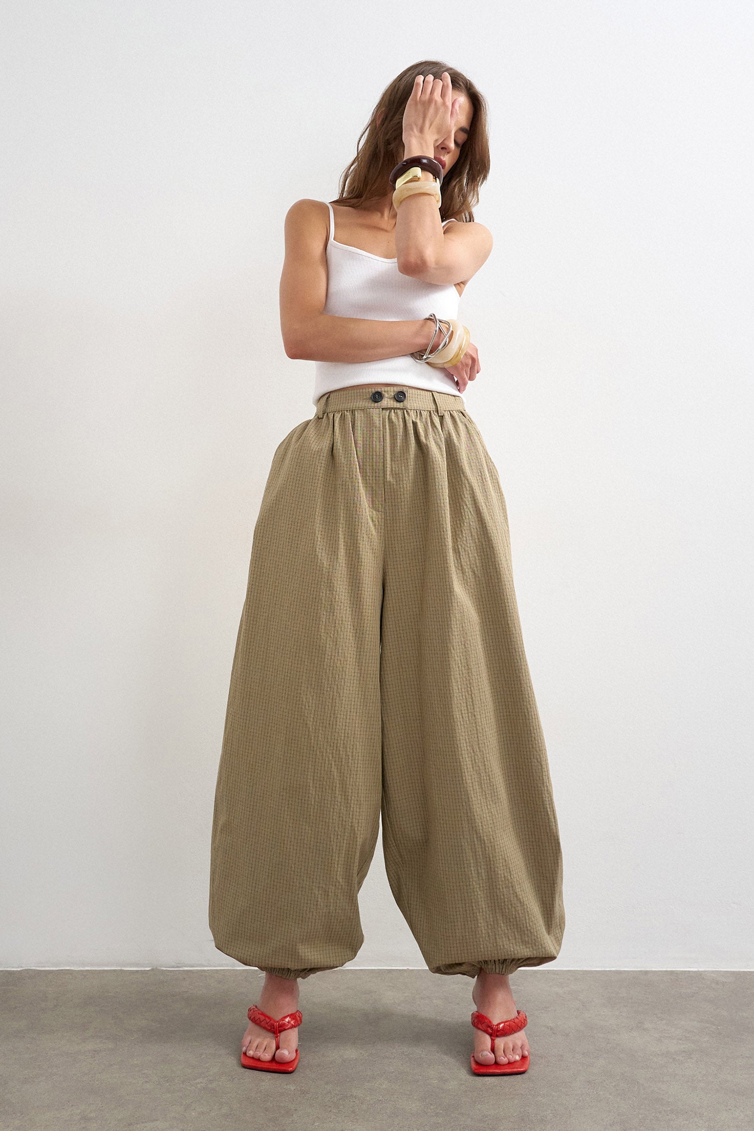TSSKALA balloon fit trousers - Natural