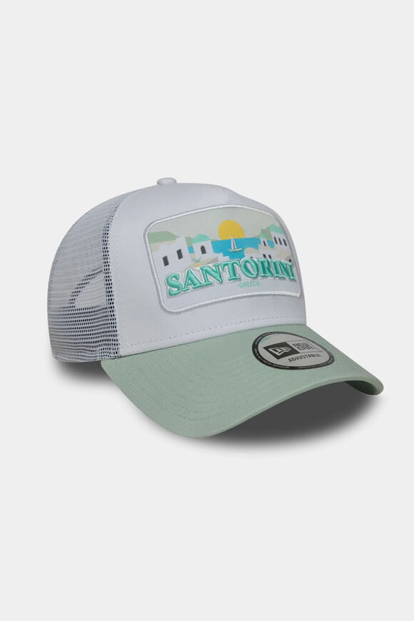 Santorini Trucker Cap / Snapback - White + Light Green