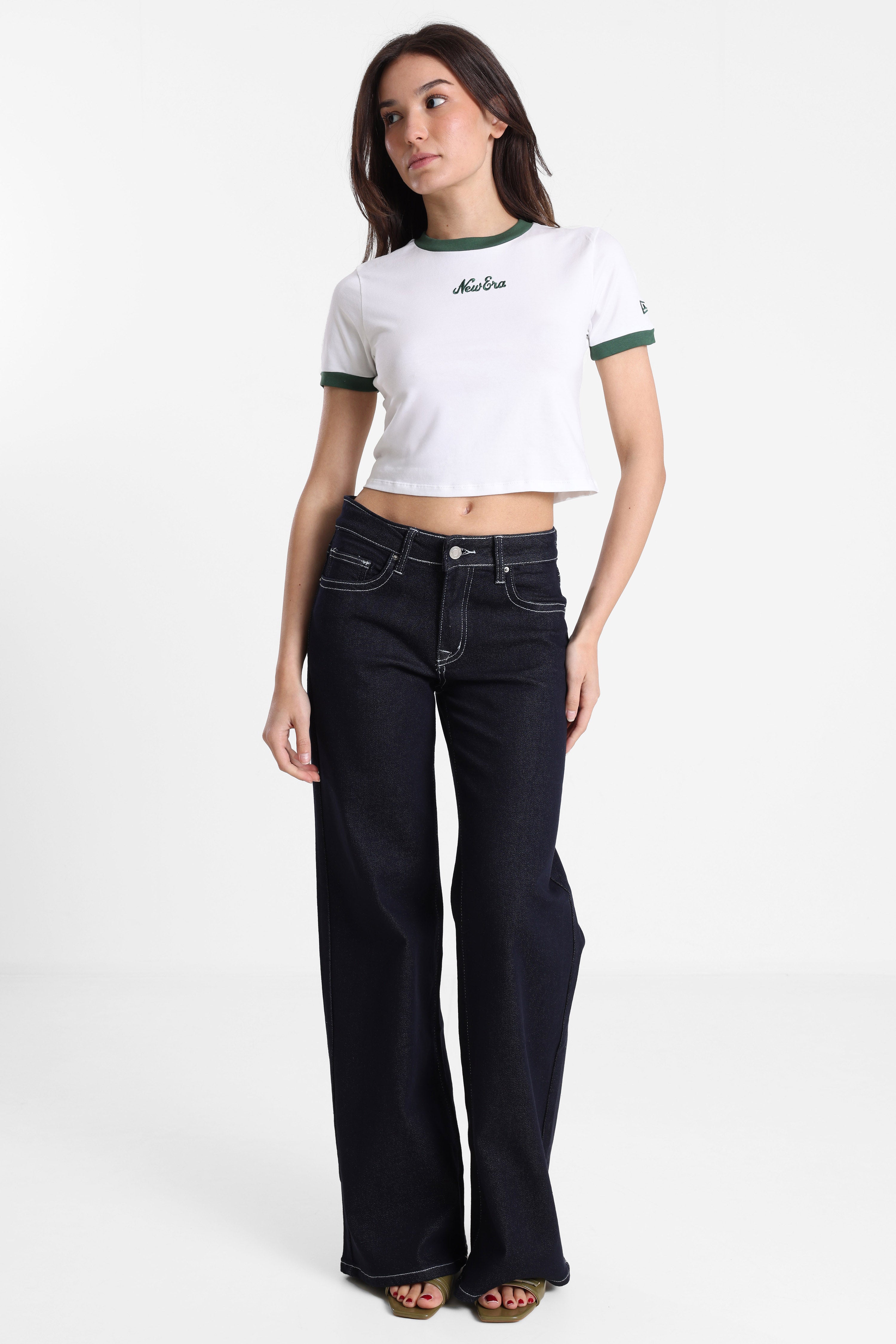 Crop T-Shirt - White + Green