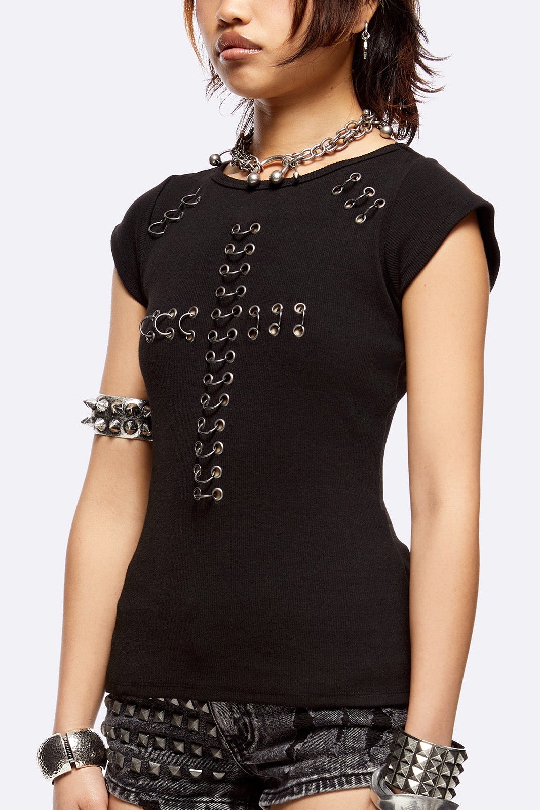 Maglietta Metal Mercy a coste - Nero