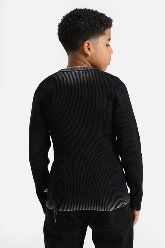 Ribbed knit sweater - Black + White