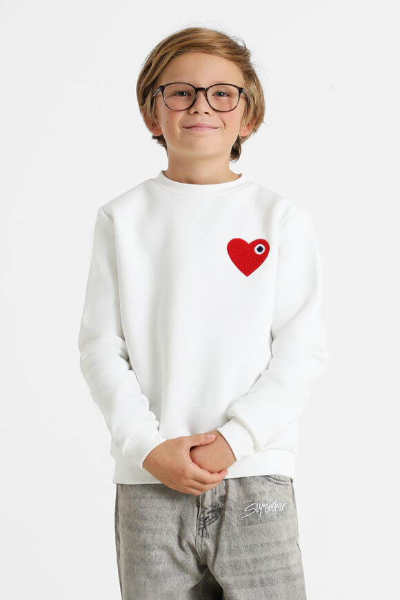 Heart sweatshirt - Offwhite + Red