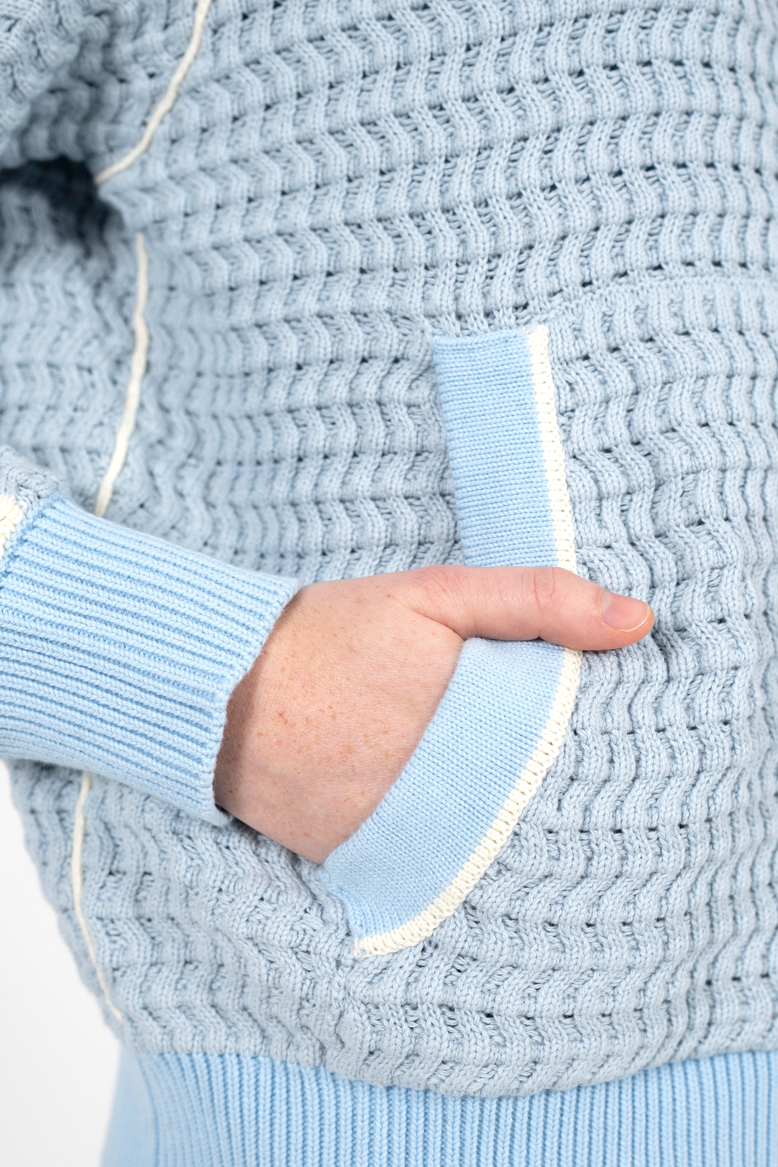 Jaquette en tricot - Light Blue + Offwhite