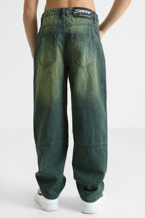 Baggy fit jeans - blue/green