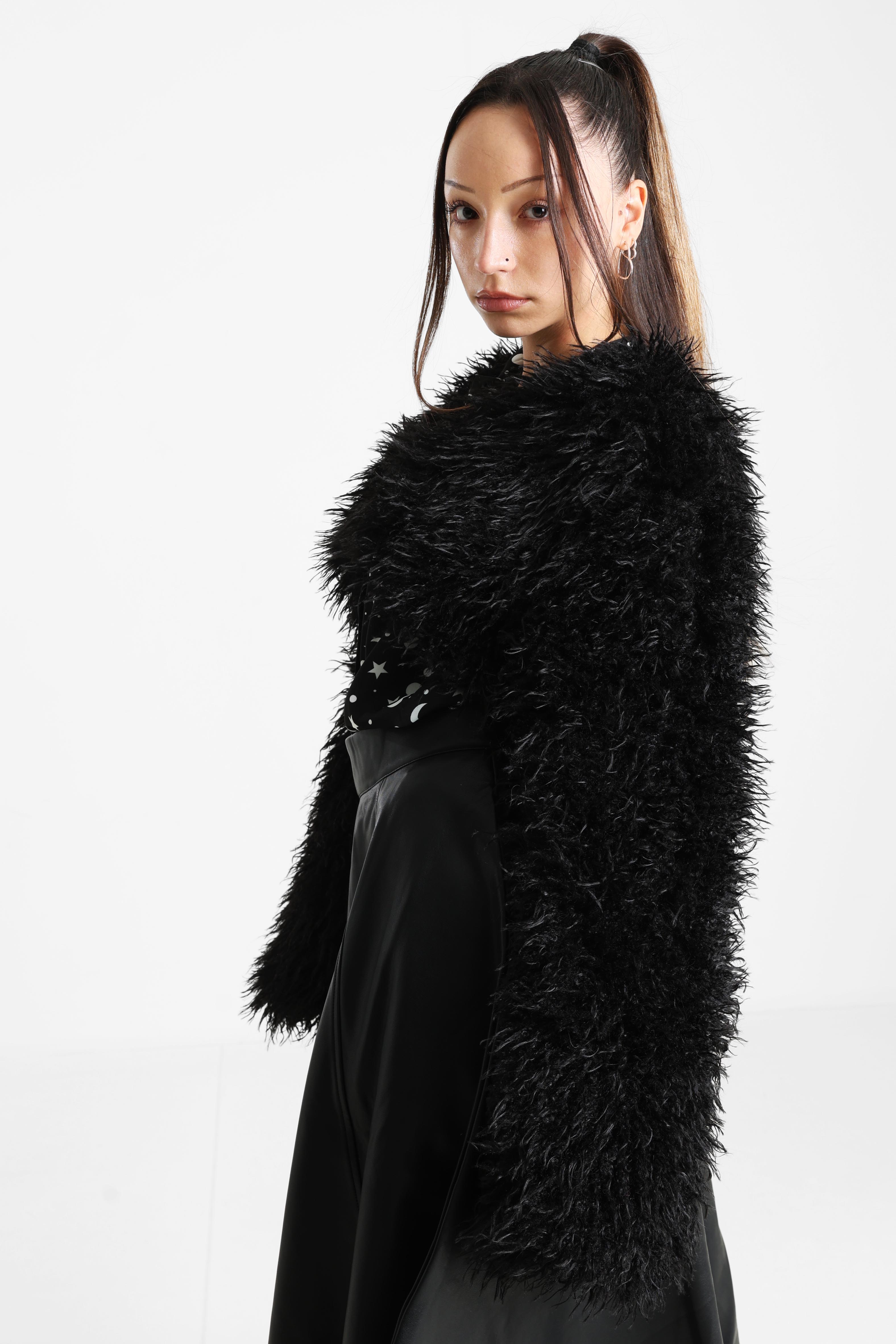 Giacca in pelliccia sintetica Zafira Crop - Nero