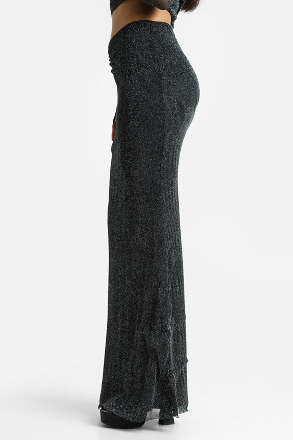 Maxi gonna glitterata - nero + argento