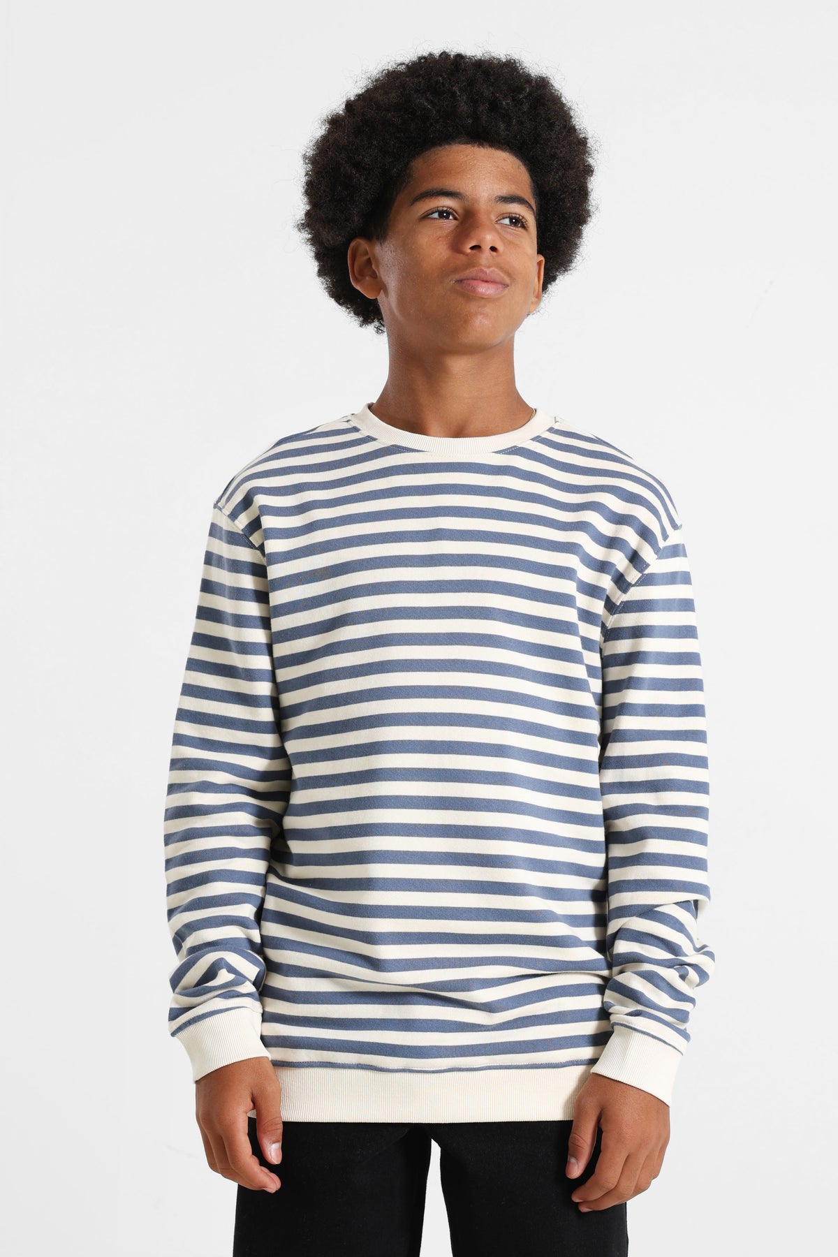 Striped Sweatshirt - Whitesand + Vintageblue