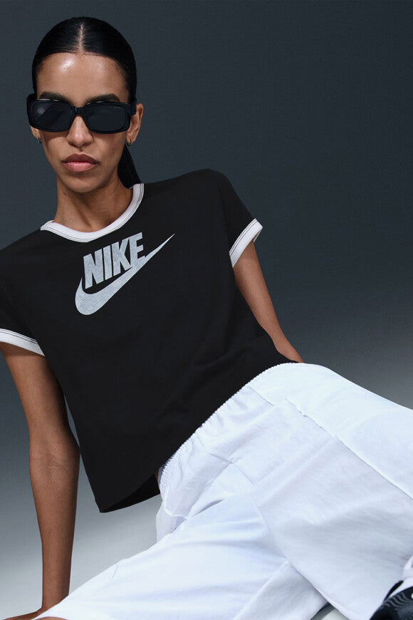 T-shirt corta con bordi a contrasto - Black