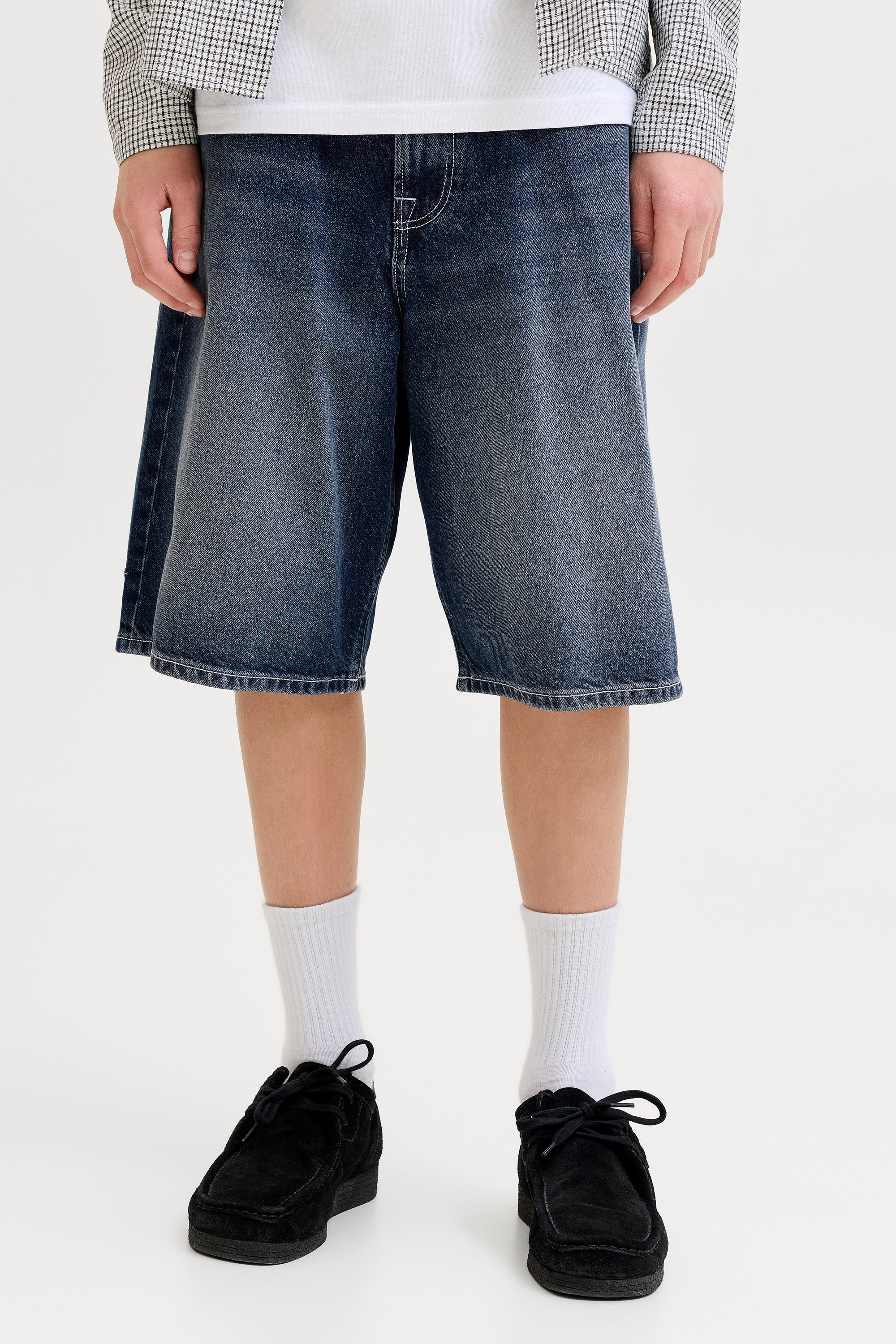 JJIRON Extra Baggy Fit Jeans Bermudashorts - Blue Denim