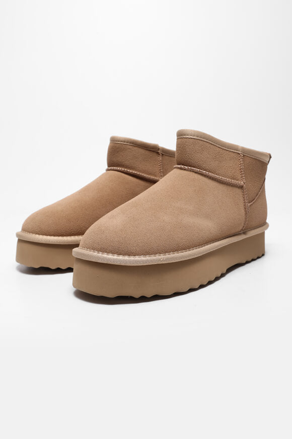 Lined platform ankle boot - Cappuccino