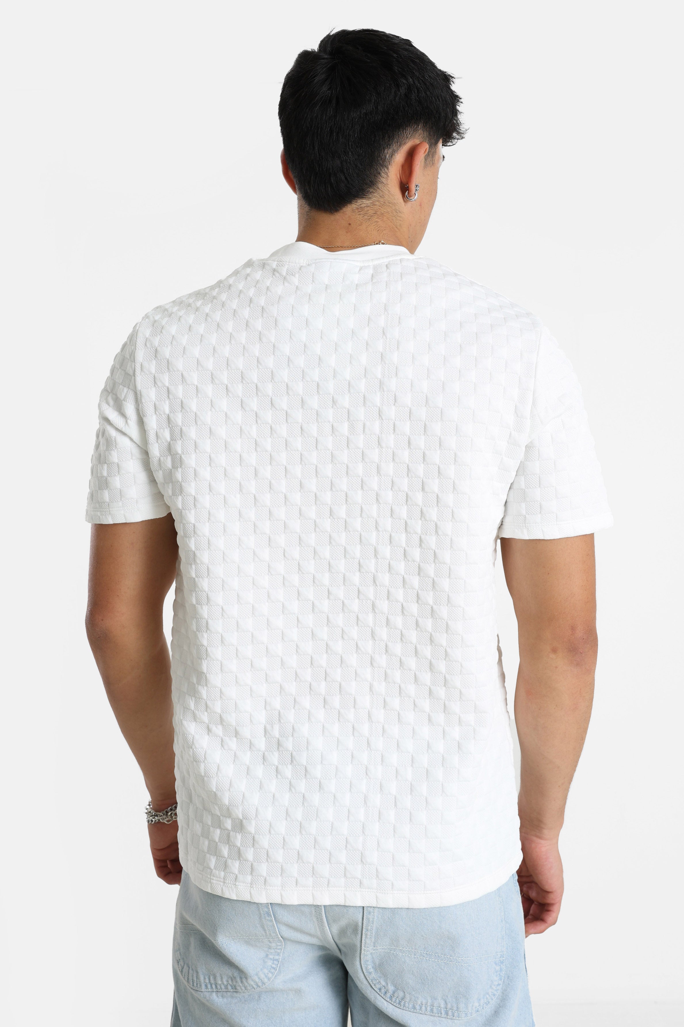 T-shirt in tessuto strutturato - Bianco